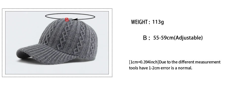 New Knitted Baseball Cap Women Fashion Men Autumn Winter Warm Hat Vintage Casual Caps For Ladies Snapback Female Adjustable