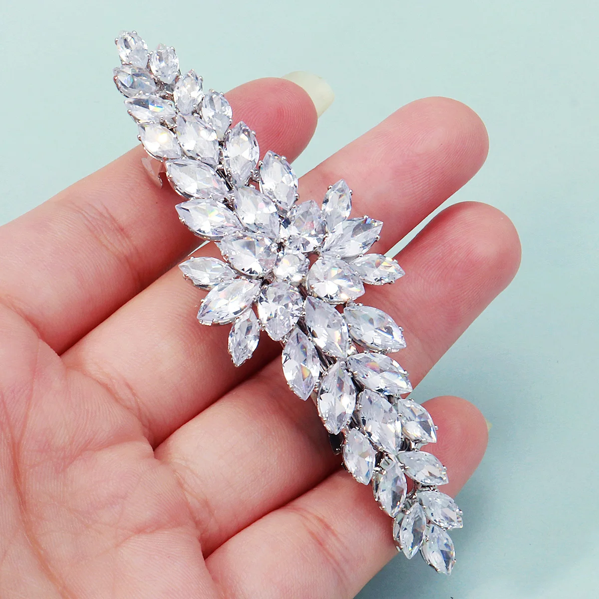 1PCS Fashion Floral Leaf Zircon Hair Clip Luxury Rhinestone Hairpin Headpiece As Gifts Trendy Party Jewelry Hair Accessories