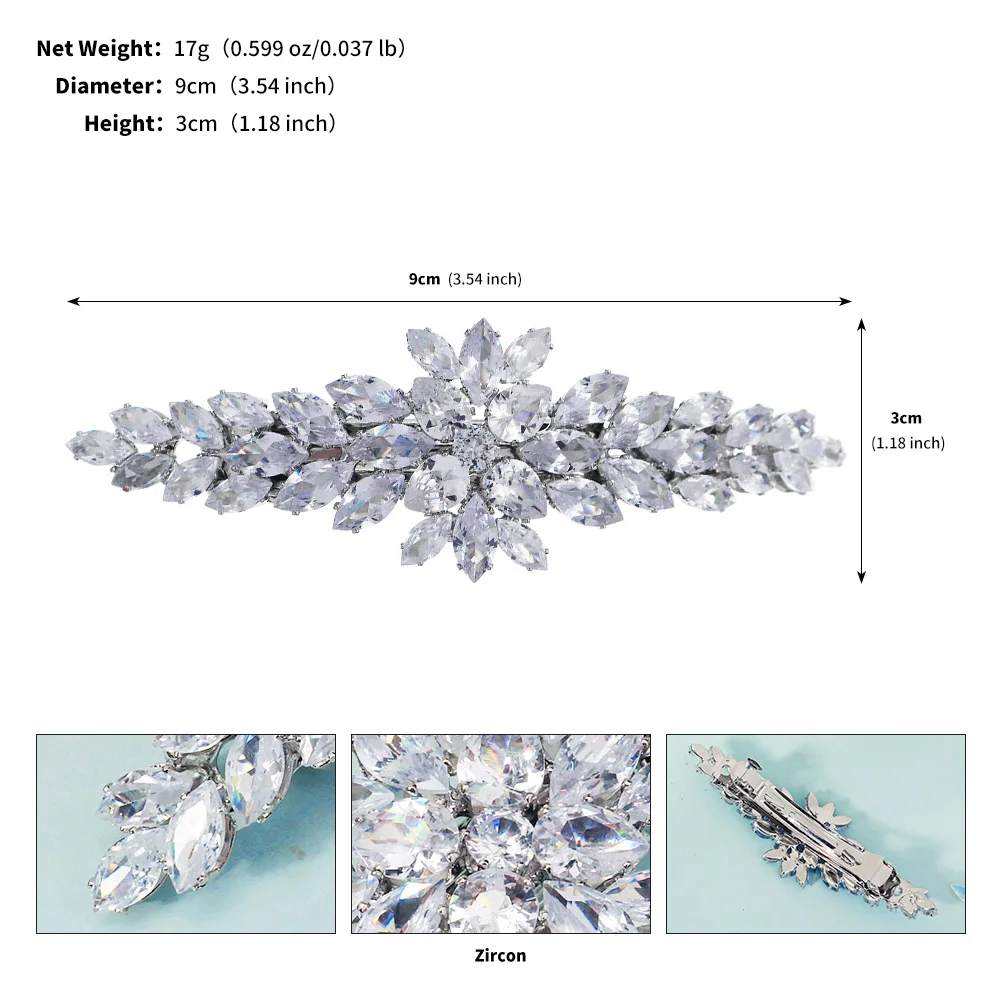 1PCS Fashion Floral Leaf Zircon Hair Clip Luxury Rhinestone Hairpin Headpiece As Gifts Trendy Party Jewelry Hair Accessories