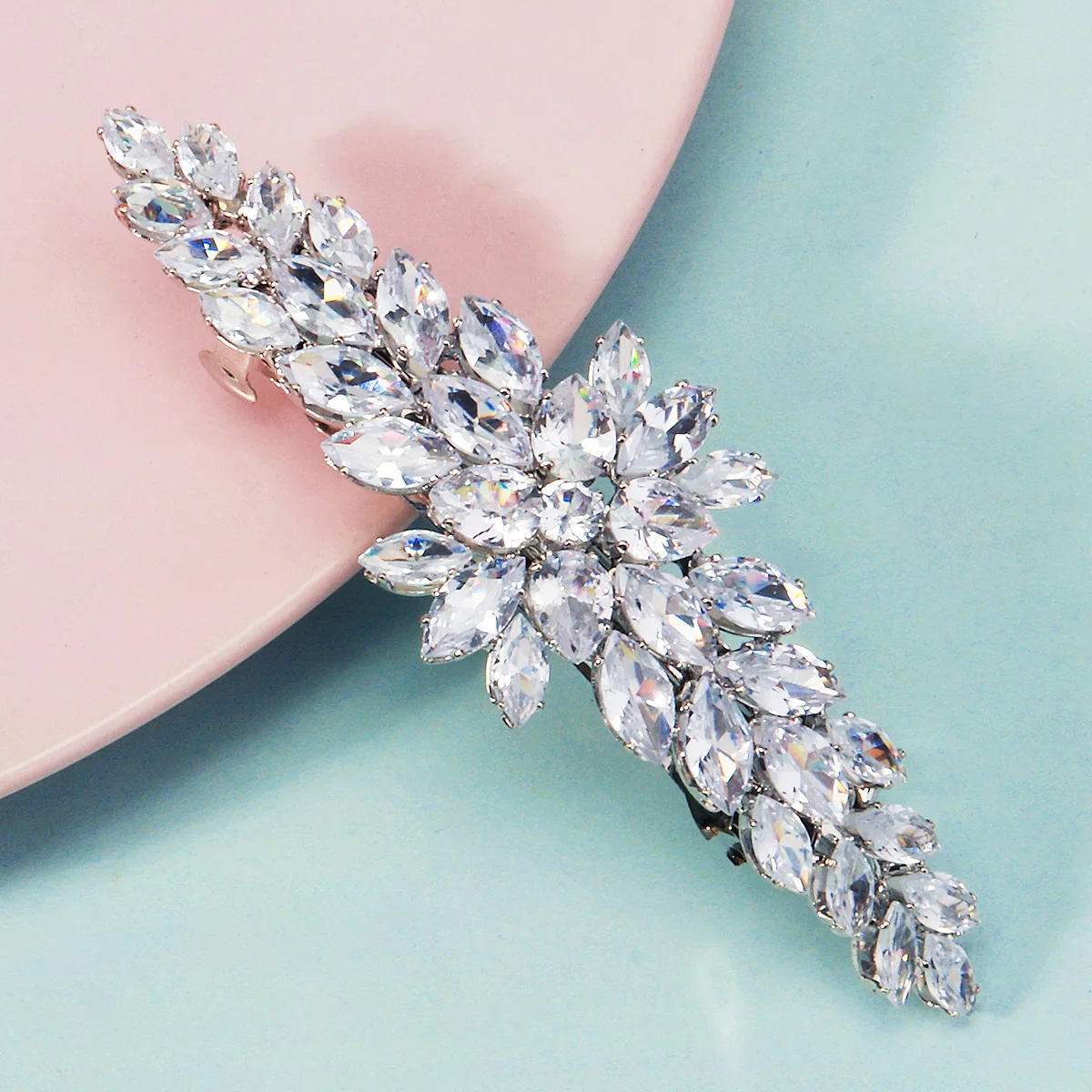 1PCS Fashion Floral Leaf Zircon Hair Clip Luxury Rhinestone Hairpin Headpiece As Gifts Trendy Party Jewelry Hair Accessories