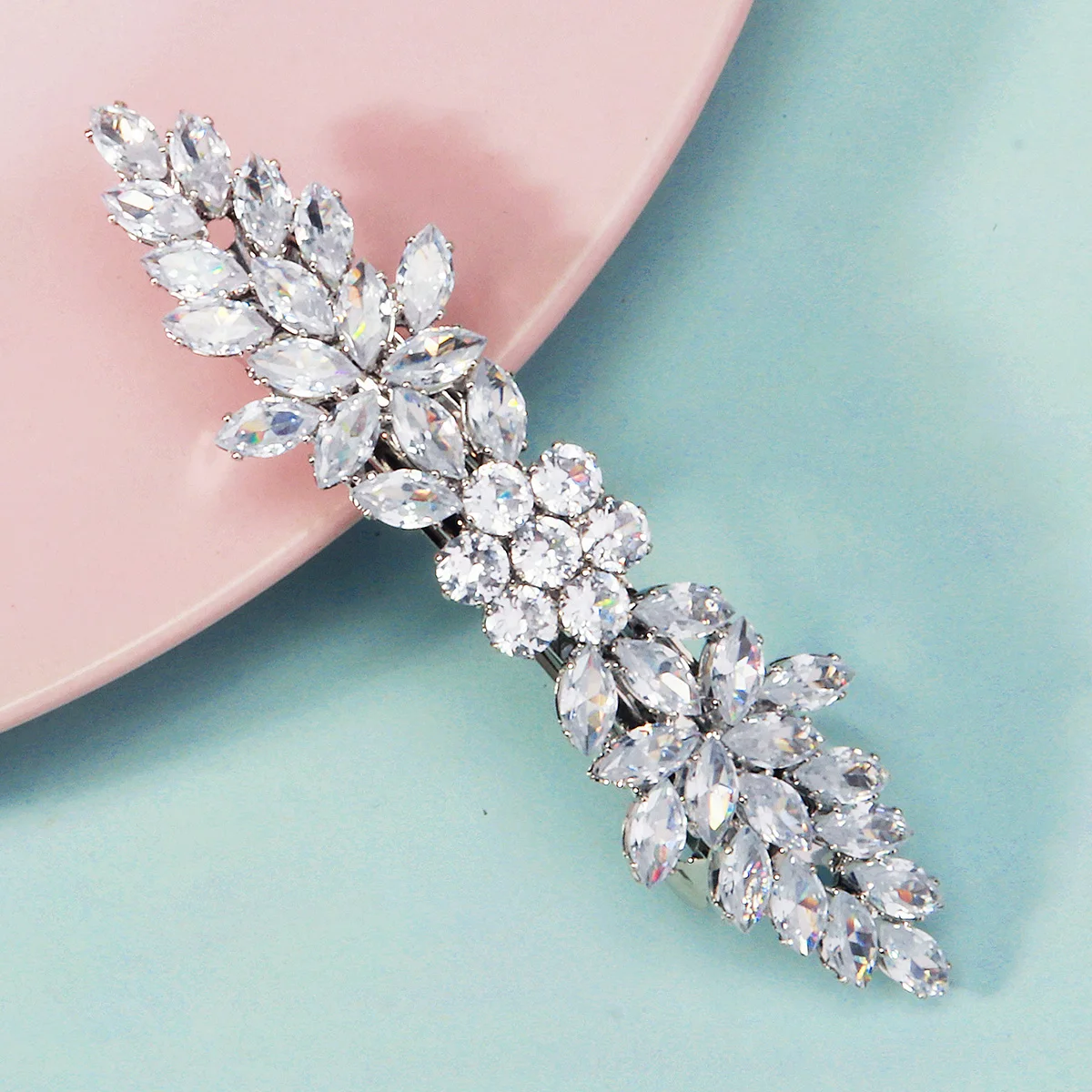 1PCS Fashion Floral Leaf Zircon Hair Clip Luxury Rhinestone Hairpin Headpiece As Gifts Trendy Party Jewelry Hair Accessories