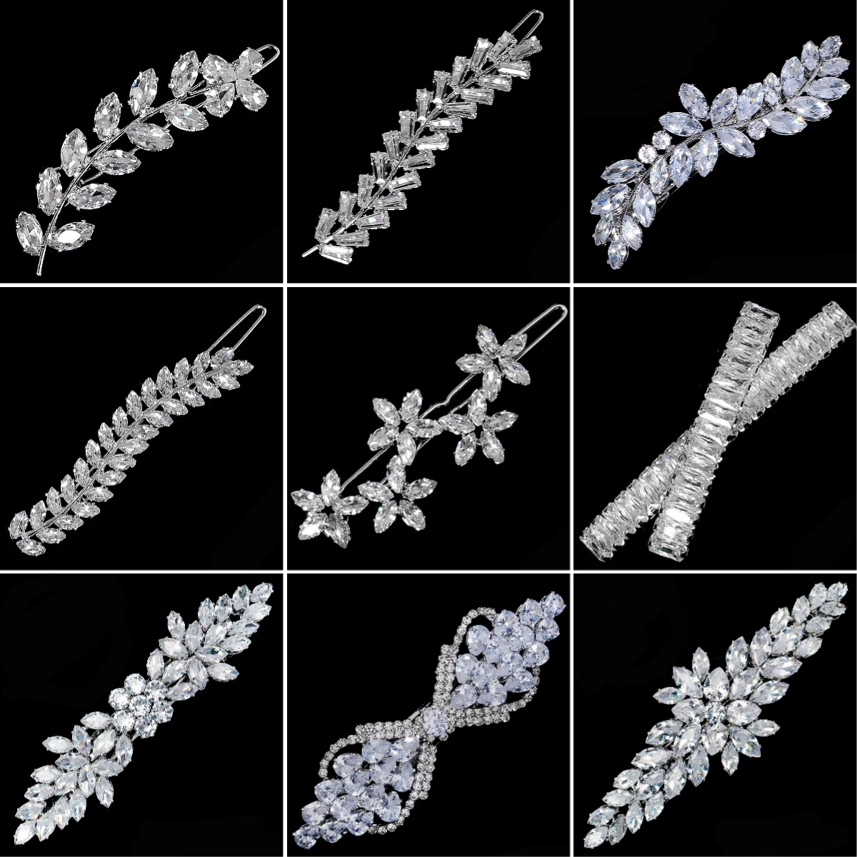 1PCS Fashion Floral Leaf Zircon Hair Clip Luxury Rhinestone Hairpin Headpiece As Gifts Trendy Party Jewelry Hair Accessories