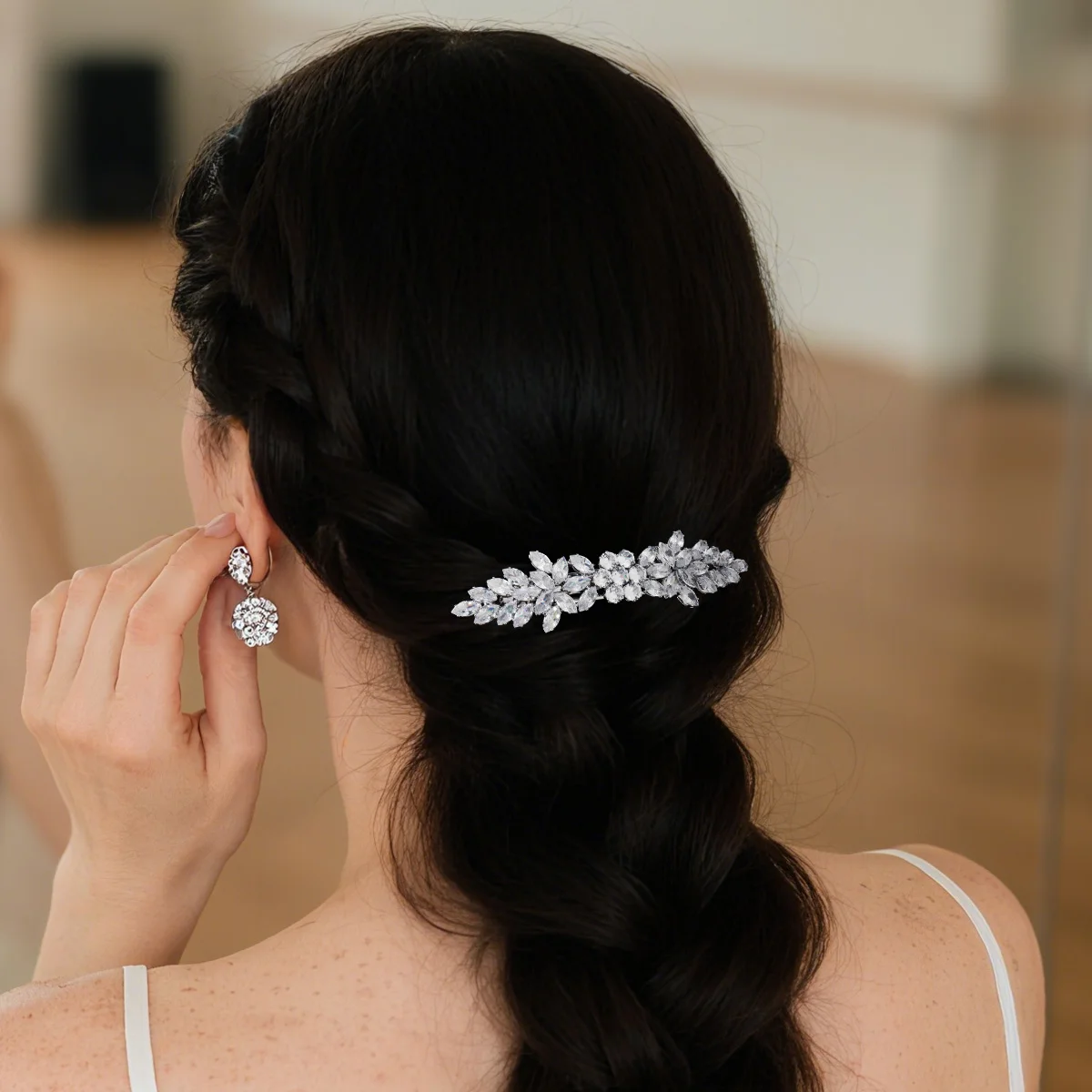 1PCS Fashion Floral Leaf Zircon Hair Clip Luxury Rhinestone Hairpin Headpiece As Gifts Trendy Party Jewelry Hair Accessories