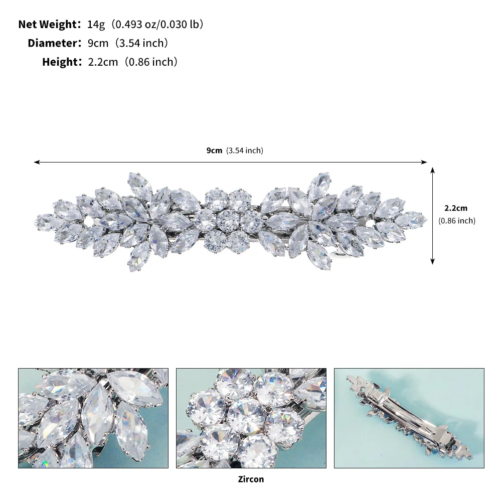 1PCS Fashion Floral Leaf Zircon Hair Clip Luxury Rhinestone Hairpin Headpiece As Gifts Trendy Party Jewelry Hair Accessories