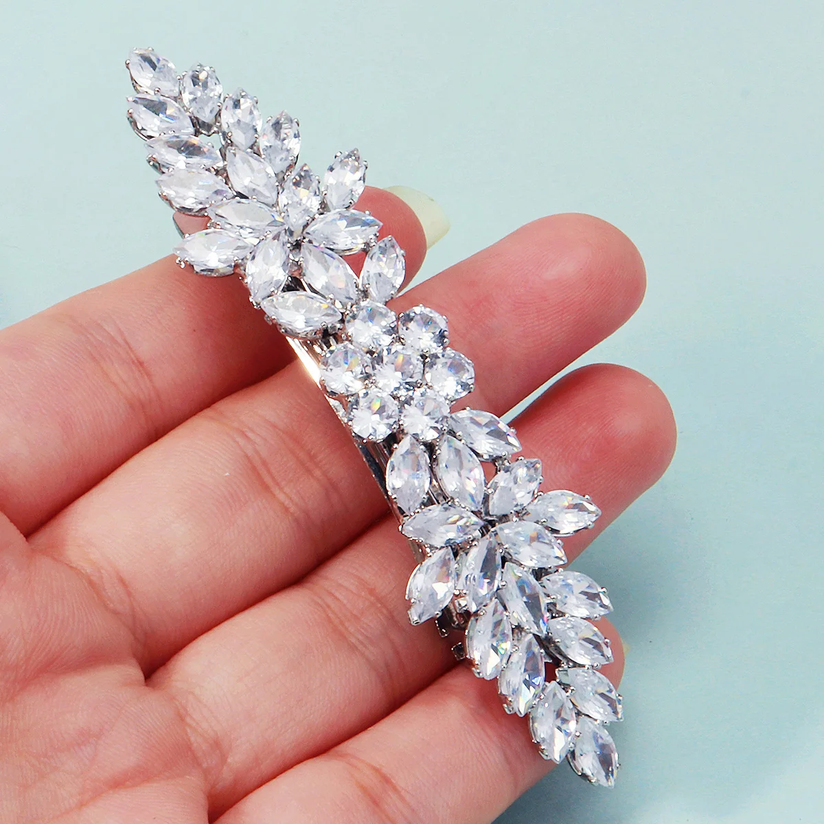 1PCS Fashion Floral Leaf Zircon Hair Clip Luxury Rhinestone Hairpin Headpiece As Gifts Trendy Party Jewelry Hair Accessories