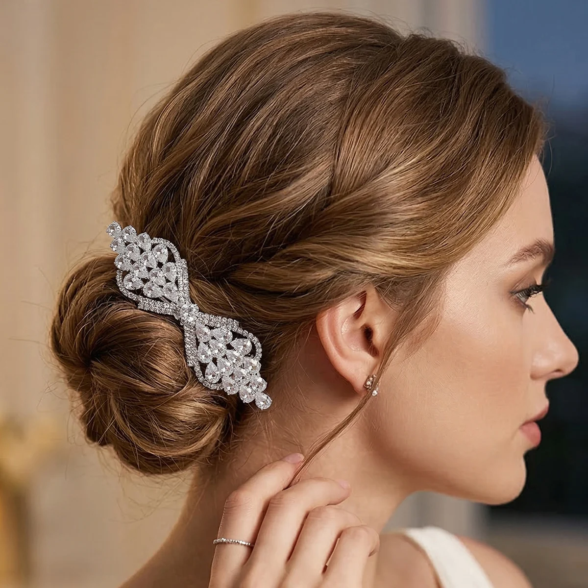 1PCS Fashion Floral Leaf Zircon Hair Clip Luxury Rhinestone Hairpin Headpiece As Gifts Trendy Party Jewelry Hair Accessories