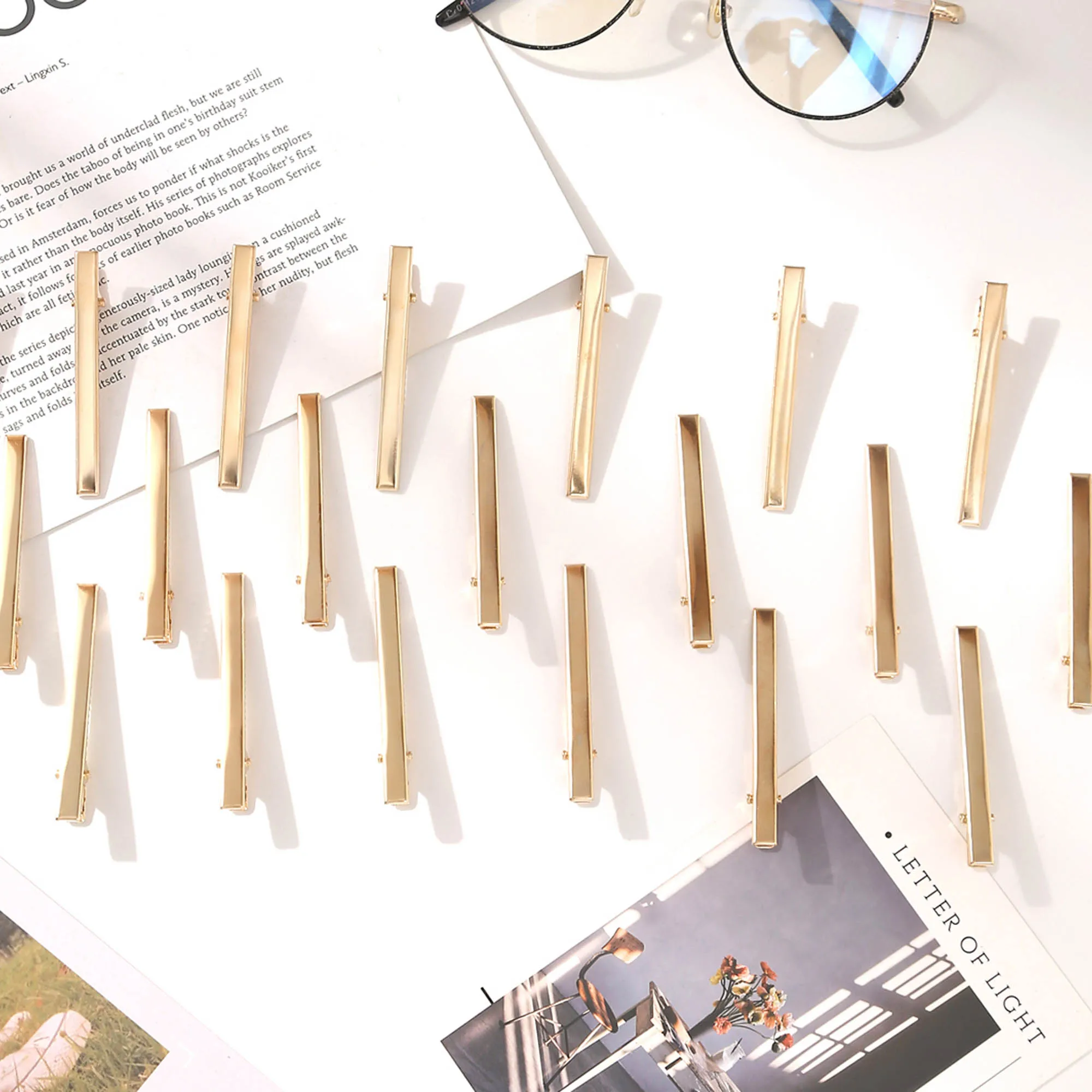 100Pcs 6cm Single Prong Alligator Hair Clips Duckbill Hair Barrettes Hairpins Base for DIY Hair Accessories Silver Gold Color