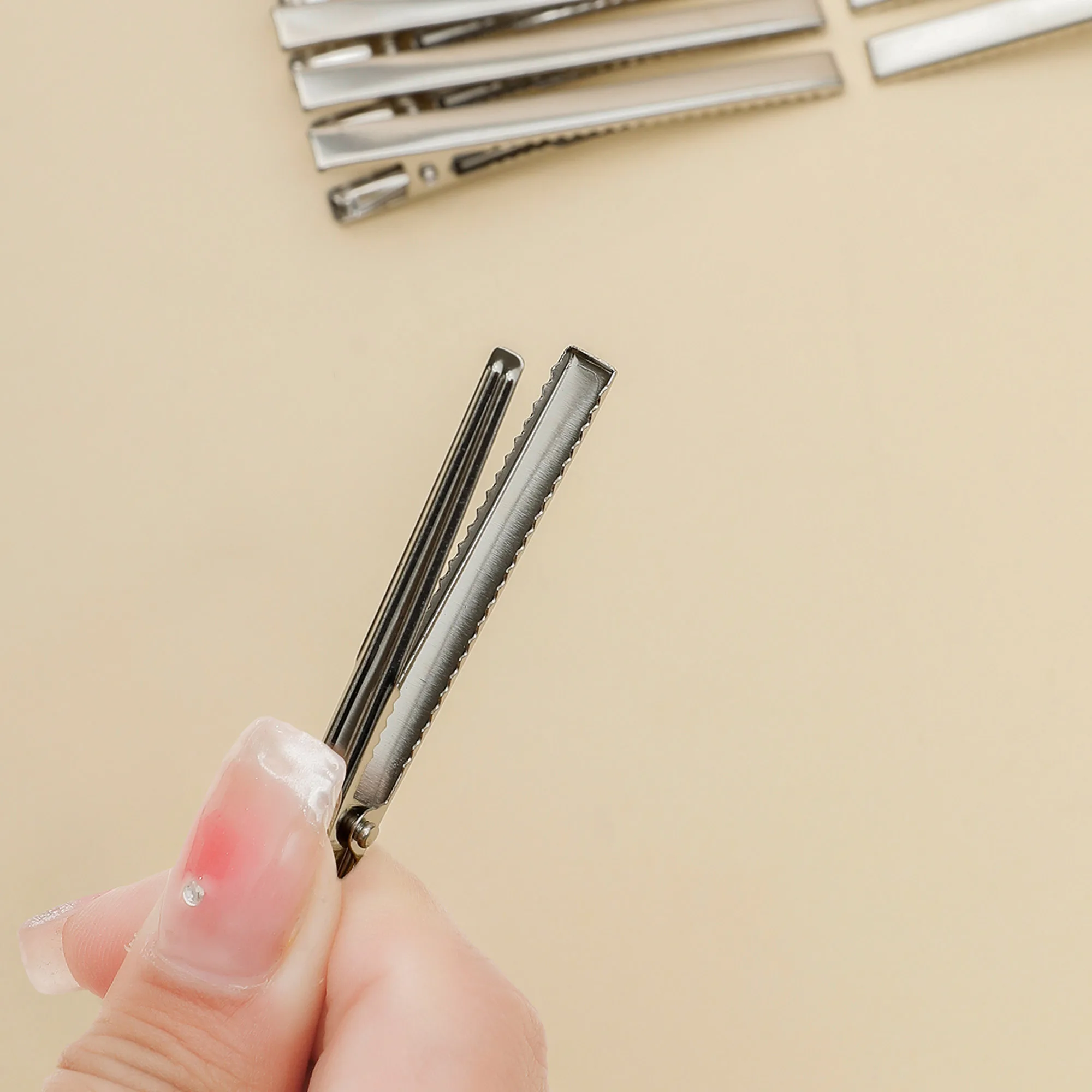 100Pcs 6cm Single Prong Alligator Hair Clips Duckbill Hair Barrettes Hairpins Base for DIY Hair Accessories Silver Gold Color