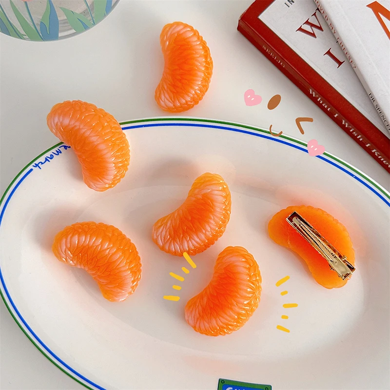 Creative Cute Simulation Orange Hair Clip Fruit Hairpin Spring Clip For Girl Hair Accessories