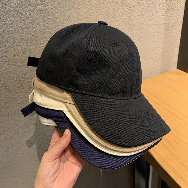 Soft top versatile duckbill cap casual men's curved brim sports hat American solid color baseball cap women's spring and summer