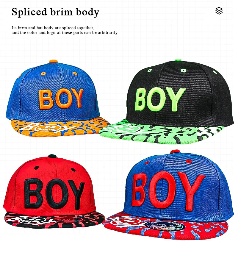 Unisex Kids Embroidered Hip Hop Snapback Cap Baby Flat Trucker Baseball Sun Hat for Girls And Boys Dancewear Accessory