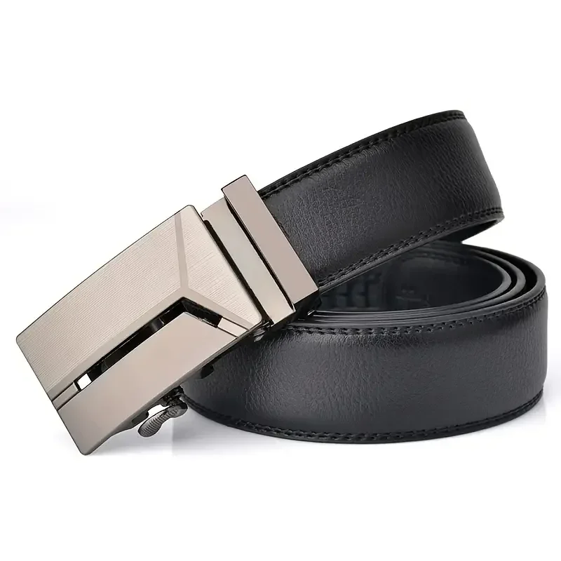 Men's Luxury Belt Automatic Buckle Soft Leather Waistband 105-140 150 160 170cm Plus Size Belts Versatile for Casual Pants Jeans