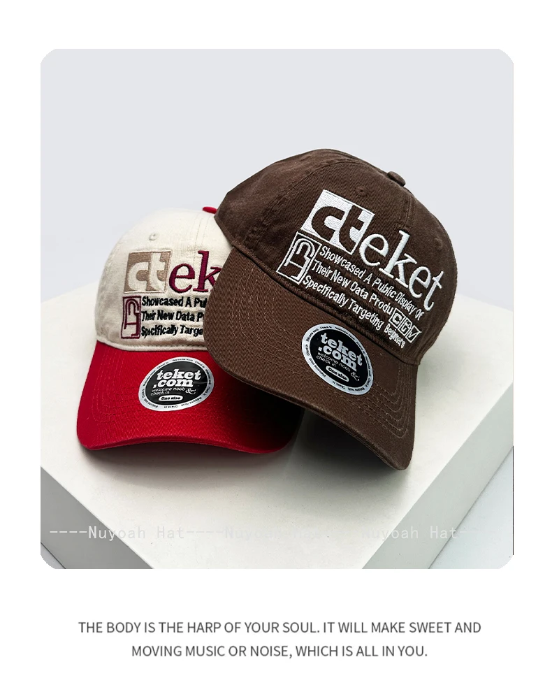 New Unisex American College Style Letter Embroidery Baseball Hats Sunshade Color Block Versatile Street Peaked Caps Fashion Ins