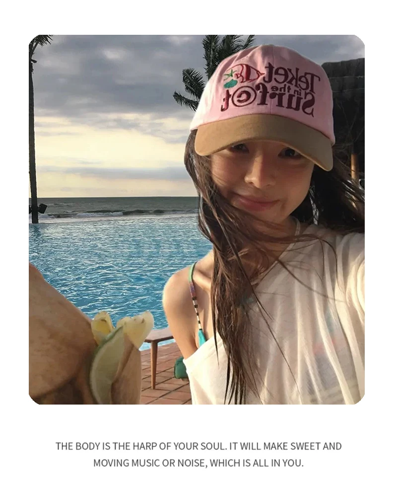 New Unisex American College Style Letter Embroidery Baseball Hats Sunshade Color Block Versatile Street Peaked Caps Fashion Ins