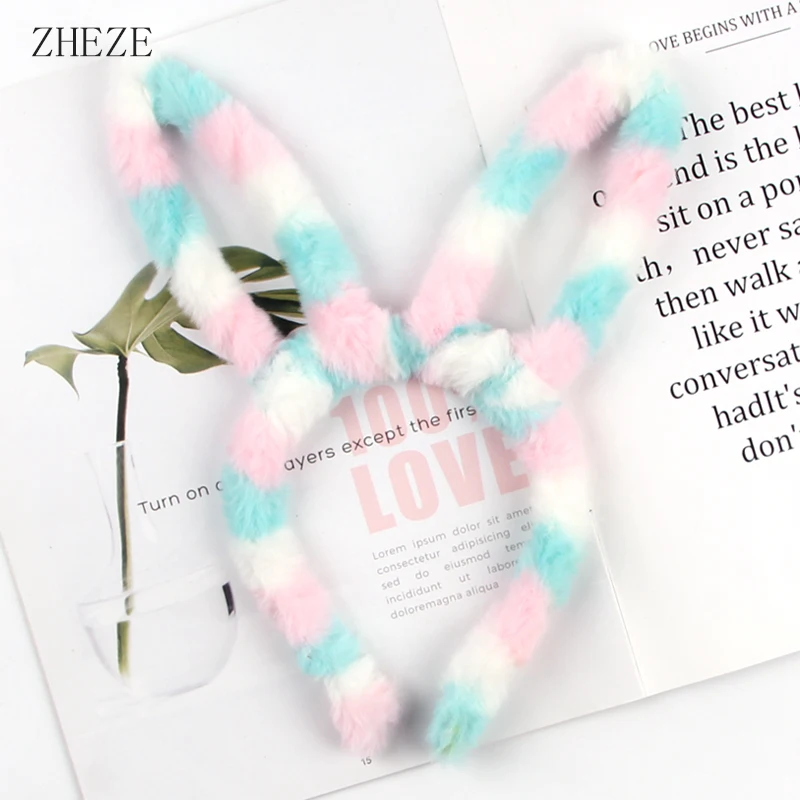 1pc Cute Plush Hair Hoop for Washing Face Skincare Kawaii  Bunny Ear Shaped Headband for Women Girls Wear Daily Hair Accessories