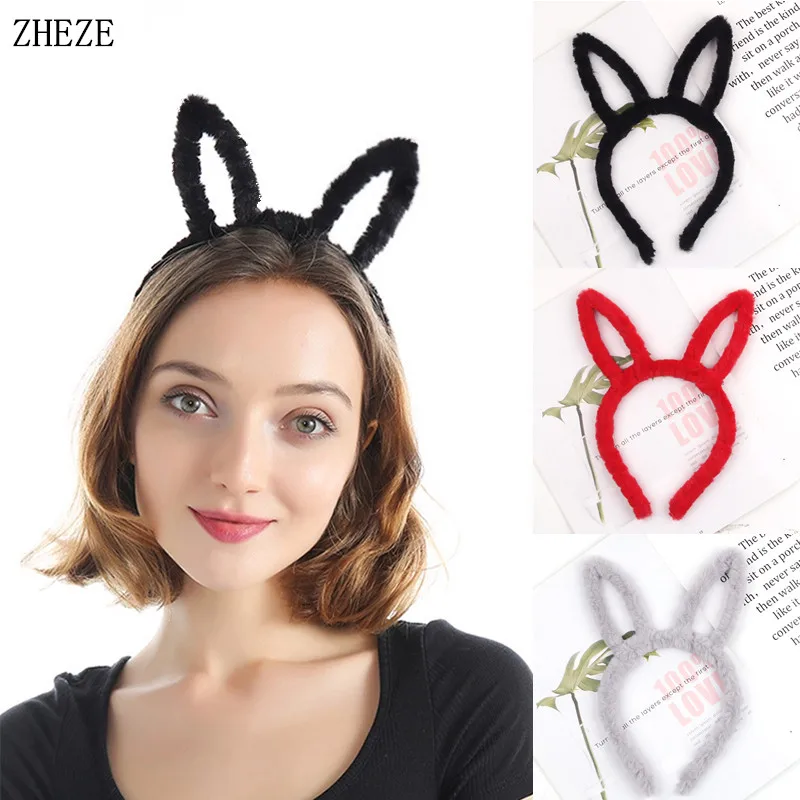 1pc Cute Plush Hair Hoop for Washing Face Skincare Kawaii  Bunny Ear Shaped Headband for Women Girls Wear Daily Hair Accessories
