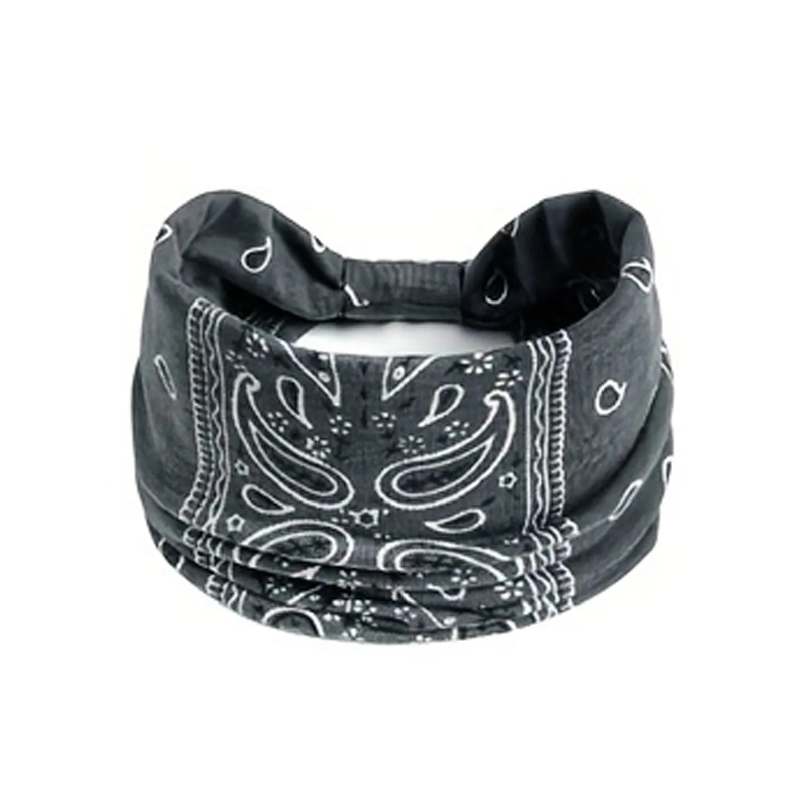 Paisley Headband Boho Yoga Hairband Non-Slip Elastic Sweatband Cross Design Sport Headwear Breathable Workout Accessory Women
