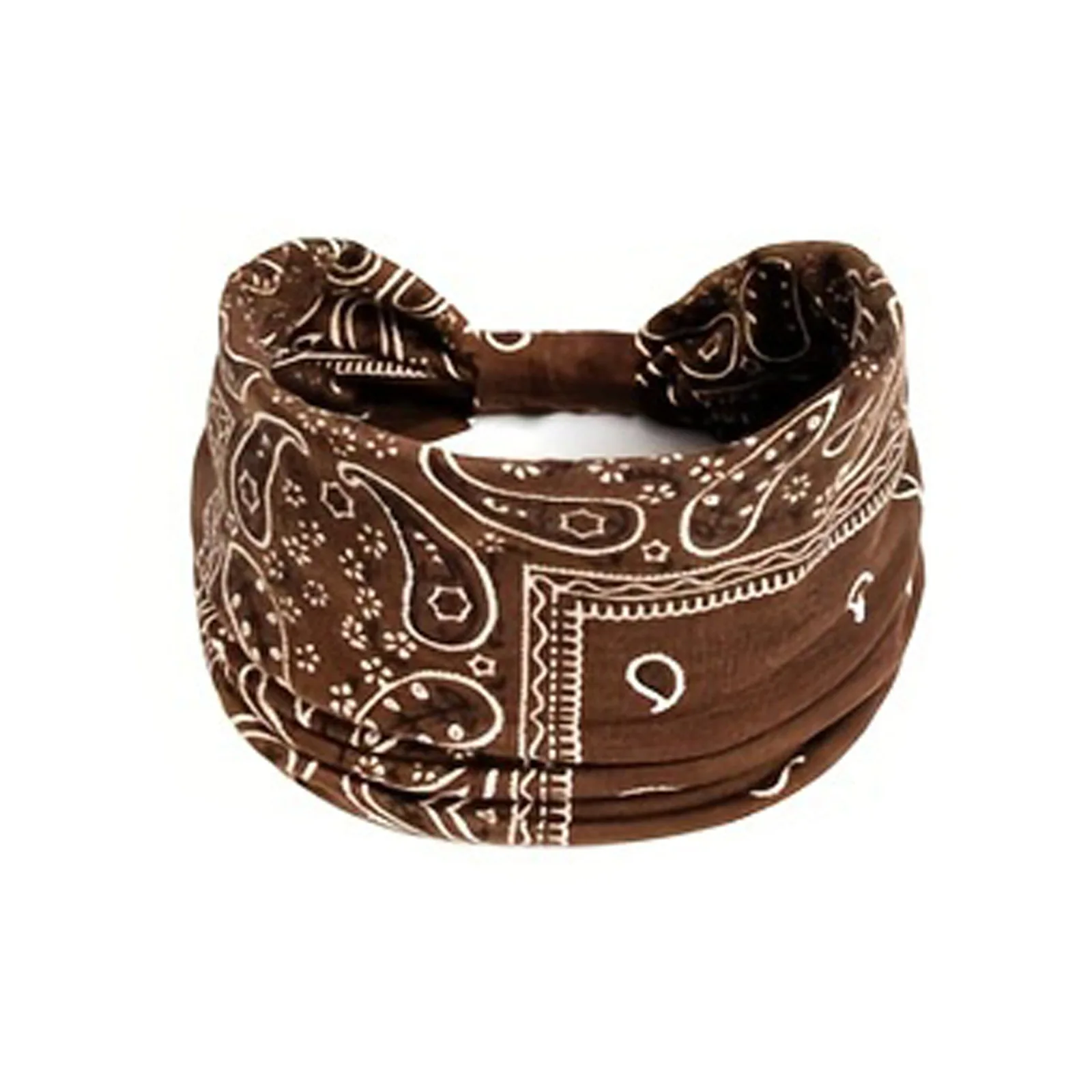 Paisley Headband Boho Yoga Hairband Non-Slip Elastic Sweatband Cross Design Sport Headwear Breathable Workout Accessory Women