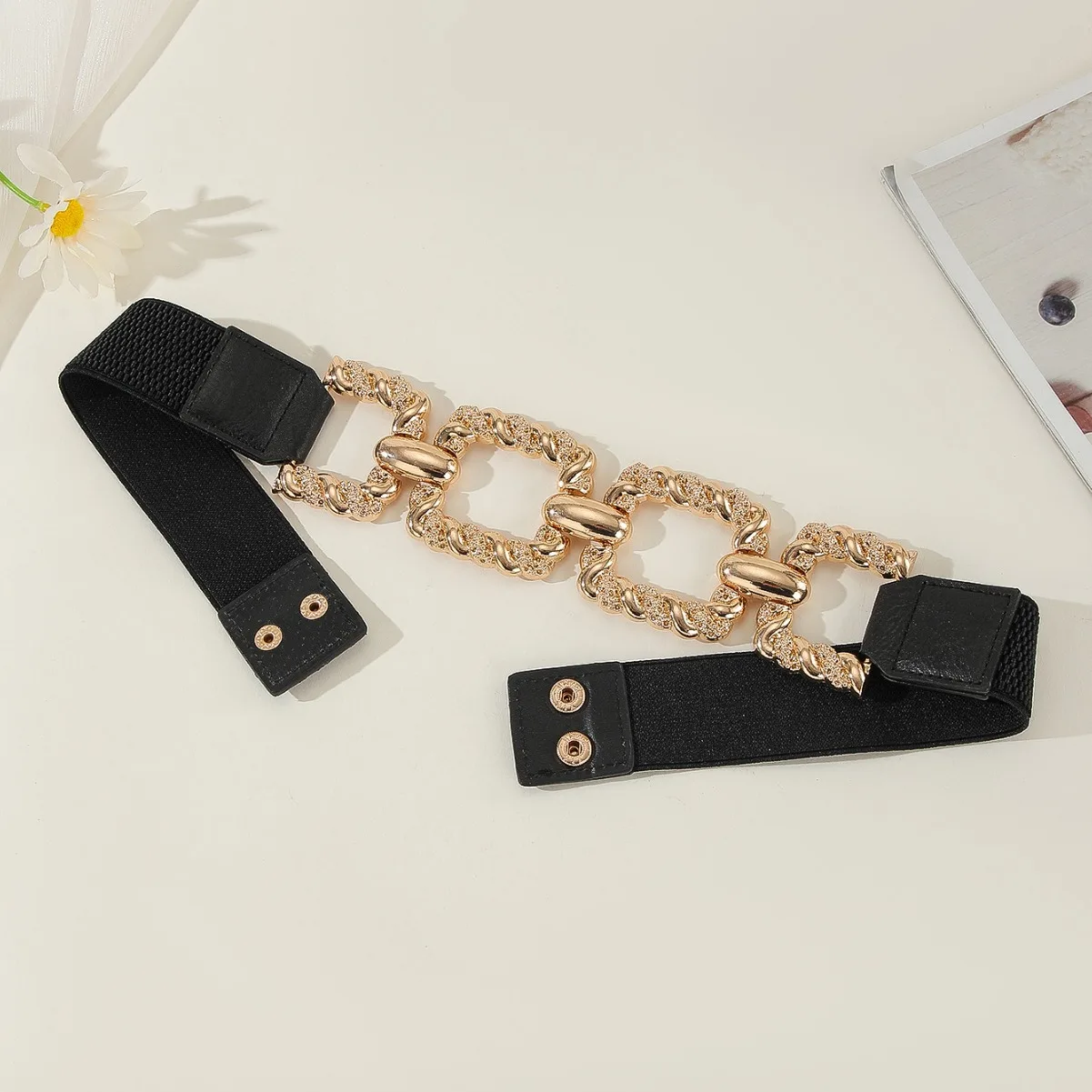 Fashion new metal thick chain belt for women wide belt with coat sweater skirt decorative elastic waist seal