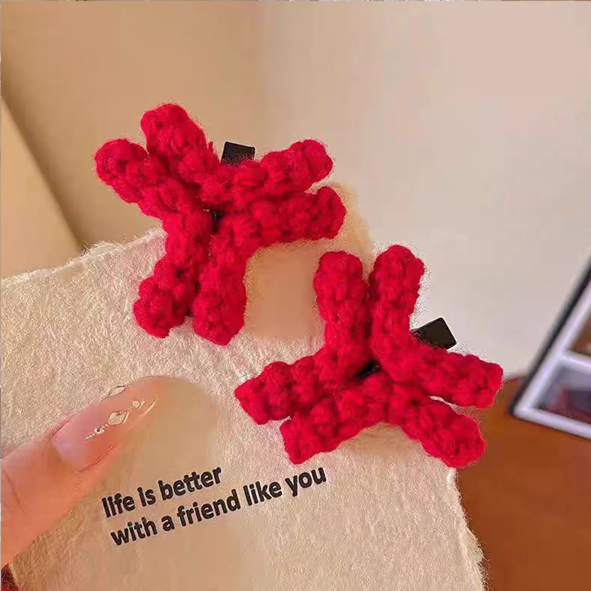 1pc/2pcs/4pcs New Angry Hair Clip Novelty Duckbill Clip Crochet Yarn Headband Side Clip