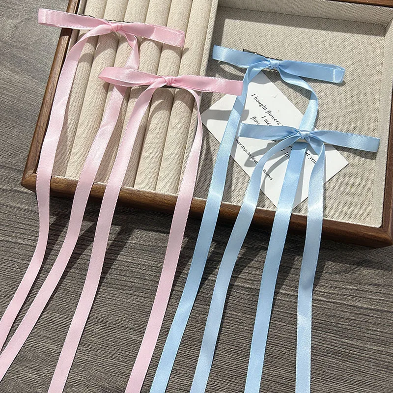 Korean Simple Bow Hairpin Sweet Ribbon Hair Clip Clamp Barrettes Bow Ponytail Tie Hairgrip Women Girls Hair Accessories Headwear