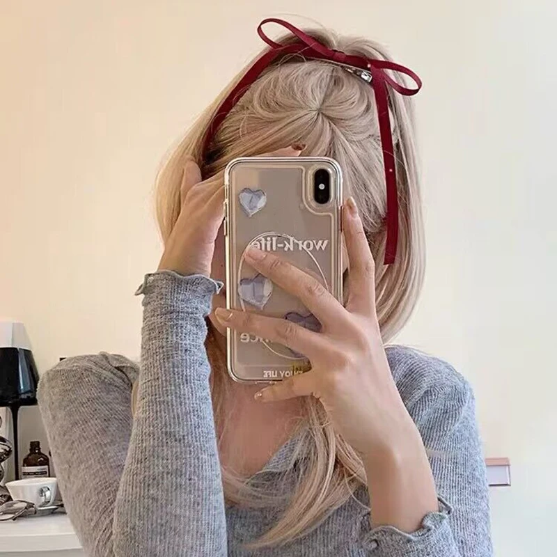 Korean Simple Bow Hairpin Sweet Ribbon Hair Clip Clamp Barrettes Bow Ponytail Tie Hairgrip Women Girls Hair Accessories Headwear