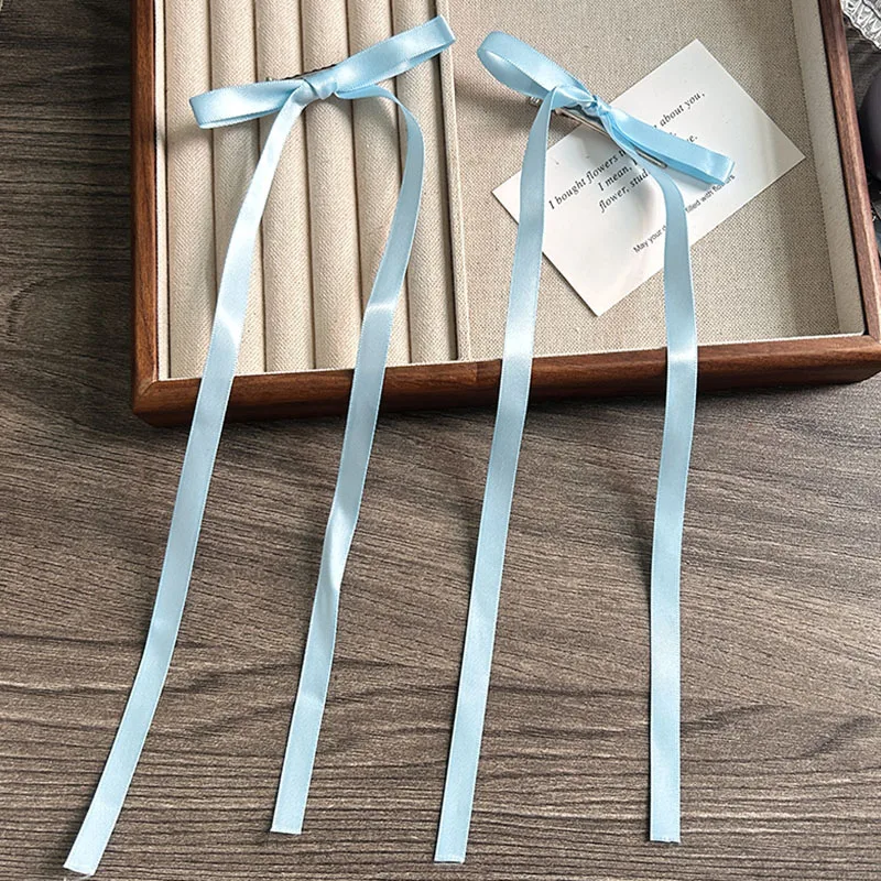 Korean Simple Bow Hairpin Sweet Ribbon Hair Clip Clamp Barrettes Bow Ponytail Tie Hairgrip Women Girls Hair Accessories Headwear