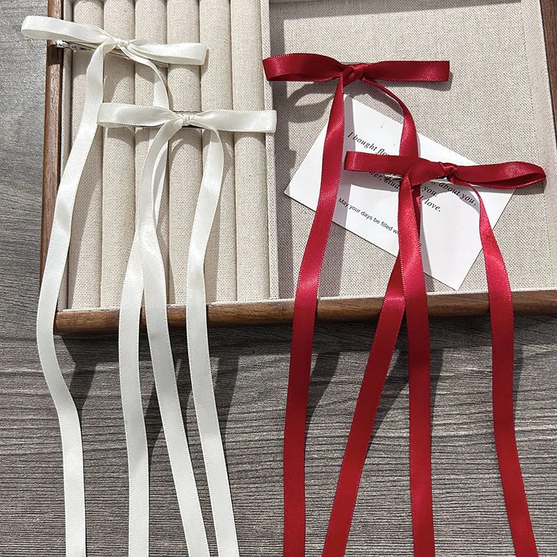 Korean Simple Bow Hairpin Sweet Ribbon Hair Clip Clamp Barrettes Bow Ponytail Tie Hairgrip Women Girls Hair Accessories Headwear