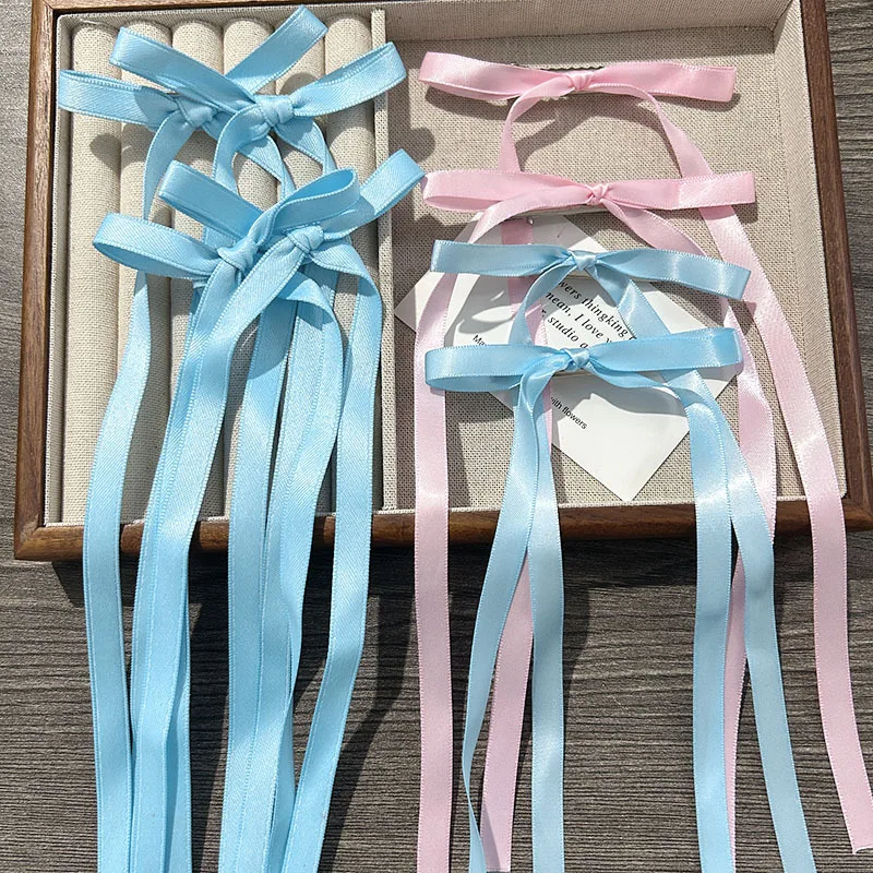 Korean Simple Bow Hairpin Sweet Ribbon Hair Clip Clamp Barrettes Bow Ponytail Tie Hairgrip Women Girls Hair Accessories Headwear