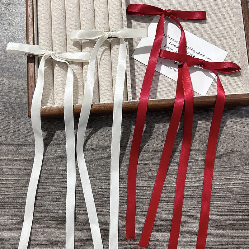 Korean Simple Bow Hairpin Sweet Ribbon Hair Clip Clamp Barrettes Bow Ponytail Tie Hairgrip Women Girls Hair Accessories Headwear