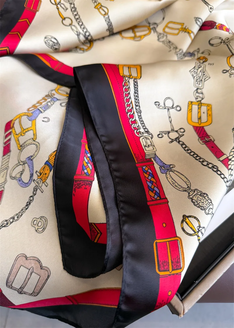 70*70cm Square Silk Scarf for Women Fashion Ladies Satin Neck Hair Tie Bandana Female Foulard Beach Stoles Hijab Scarves Pareo