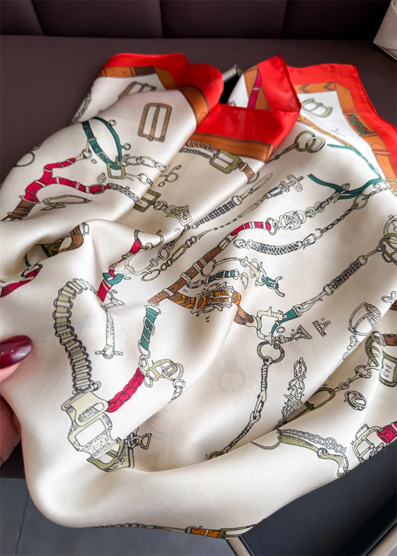 70*70cm Square Silk Scarf for Women Fashion Ladies Satin Neck Hair Tie Bandana Female Foulard Beach Stoles Hijab Scarves Pareo