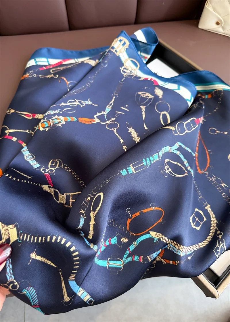 70*70cm Square Silk Scarf for Women Fashion Ladies Satin Neck Hair Tie Bandana Female Foulard Beach Stoles Hijab Scarves Pareo