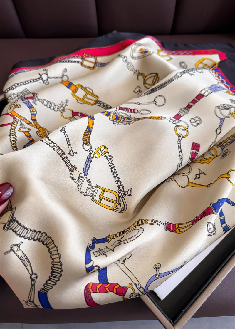 70*70cm Square Silk Scarf for Women Fashion Ladies Satin Neck Hair Tie Bandana Female Foulard Beach Stoles Hijab Scarves Pareo