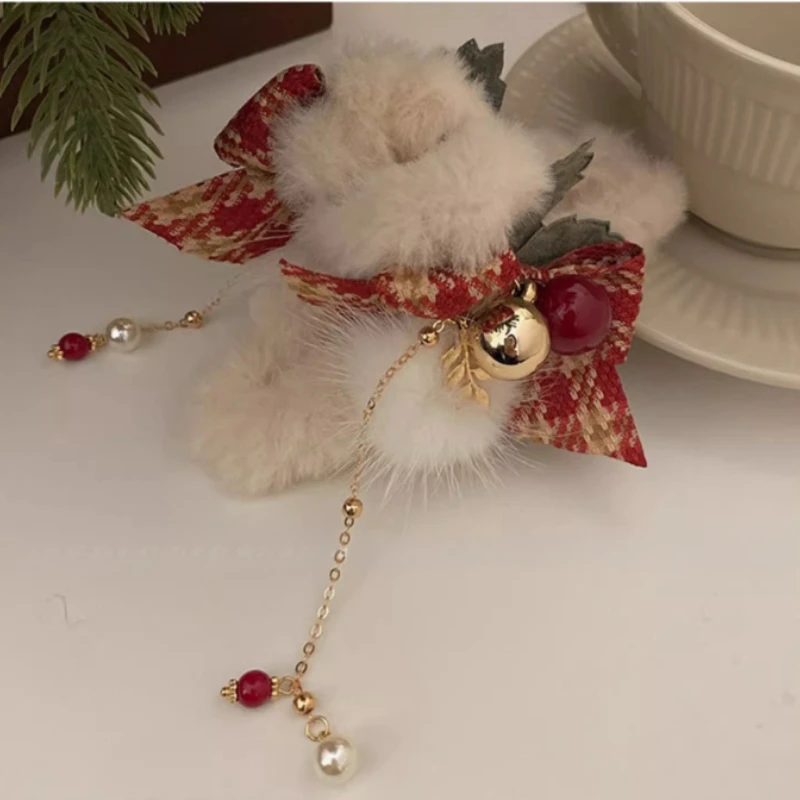 1/2pcs Elegant Christmas Plush Bow Tassel Hair Claw Clips for Women-Holidays, Christmas Day, Thanksgiving Gifts