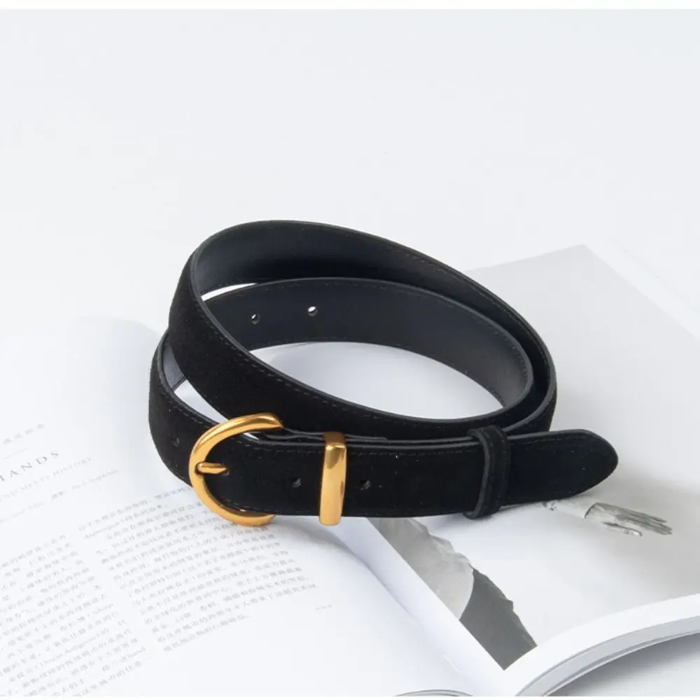 Fashion Luxury Design Suede Leather Belt Casual Versatile Pin Buckle Waistband Trendy Trouser Dress Belts Women's Belt