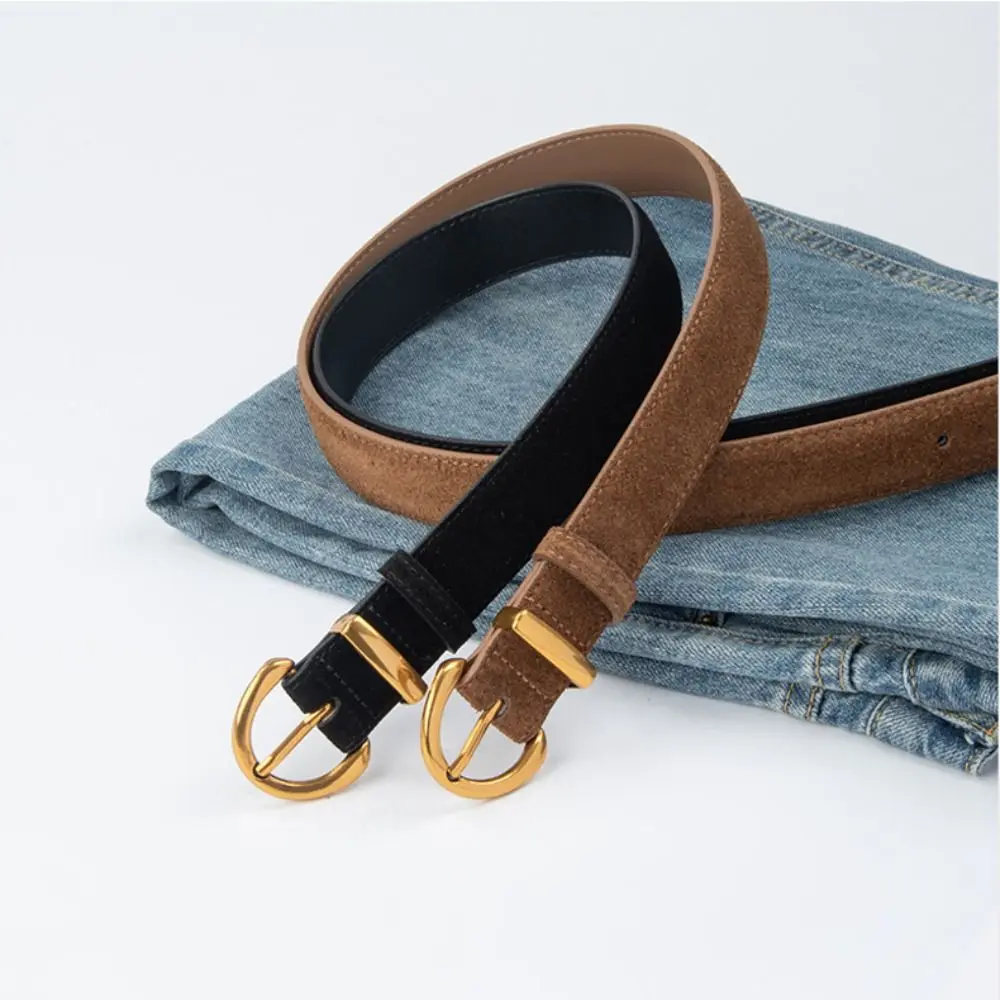 Fashion Luxury Design Suede Leather Belt Casual Versatile Pin Buckle Waistband Trendy Trouser Dress Belts Women's Belt