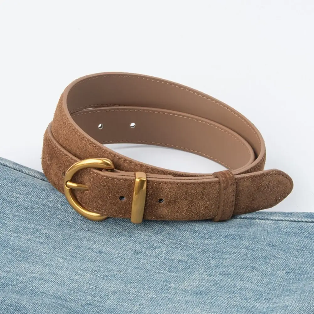 Fashion Luxury Design Suede Leather Belt Casual Versatile Pin Buckle Waistband Trendy Trouser Dress Belts Women's Belt