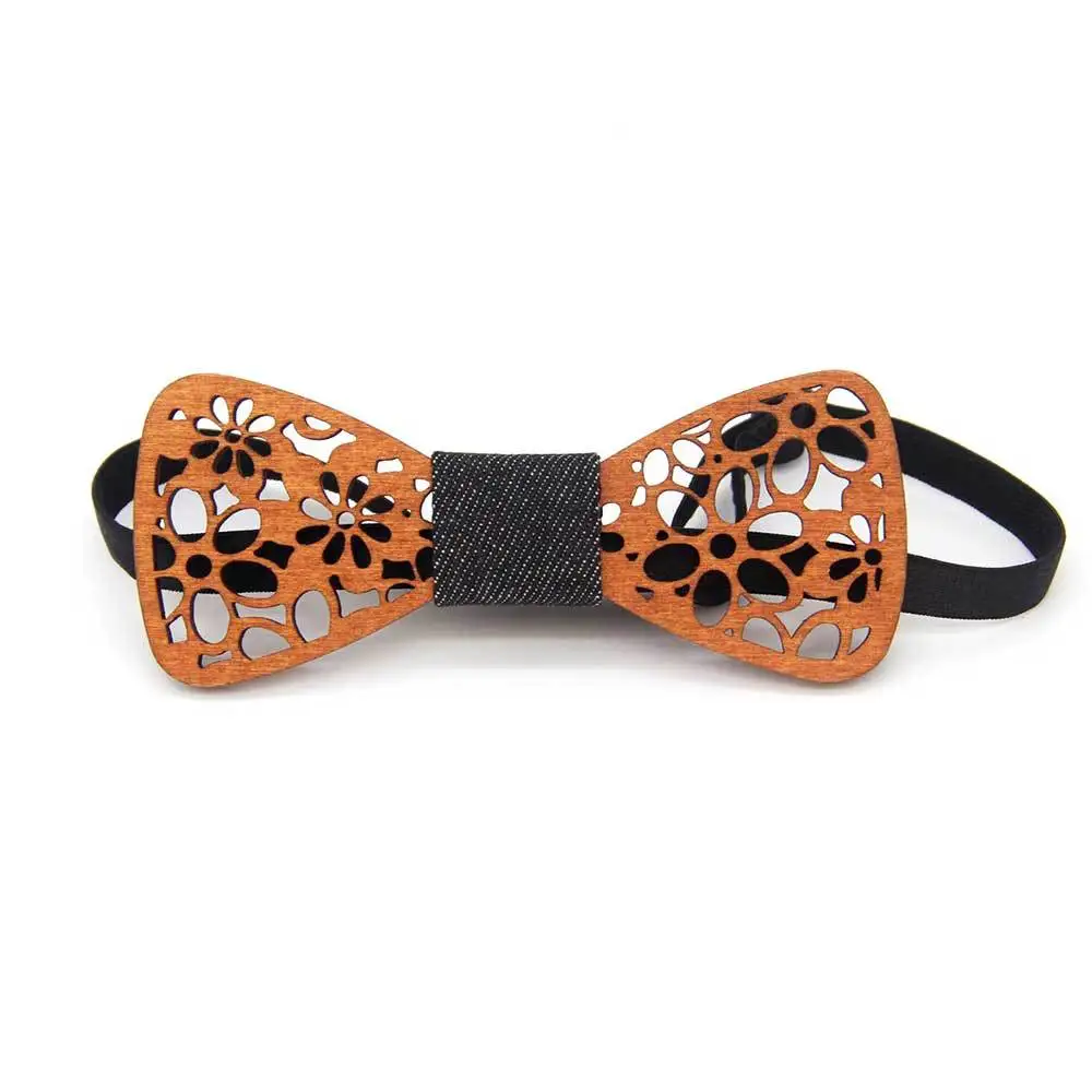 Handmade Wooden Tie for Men Hollow Fishbone Heart Design Unique Wedding Accessory Boys Wood Ties Men's Fashion Accessories Gifts