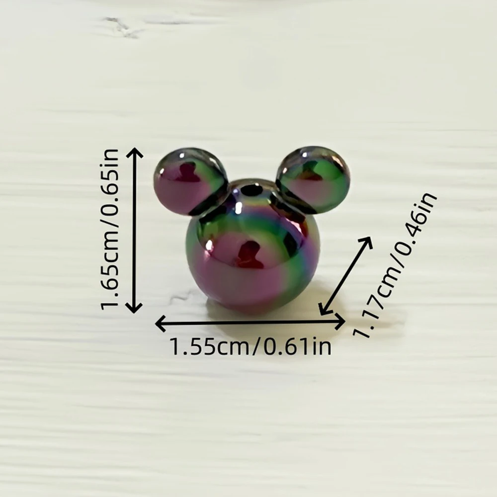 50pcs Mickey 9-color Perforated Beads DIY Jewelry Making Ballpoint Pen Necklaces Keychains Hair Clips Hanging Accessories