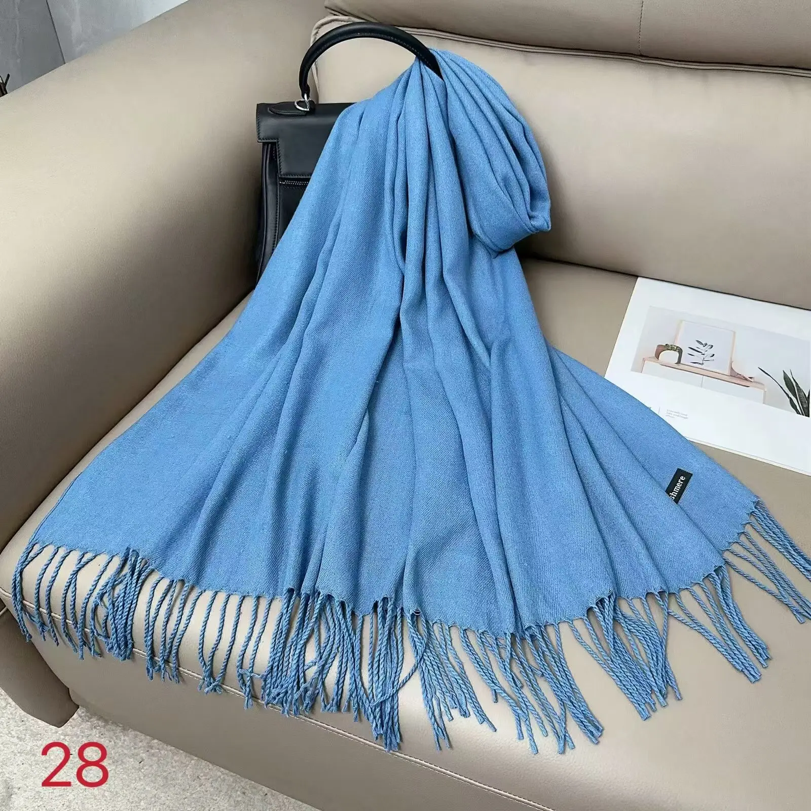 Luxury Solid Winter Scarf Women Pashmina Shawls Soft Scarves Wraps Cashmere Feel Blanket Warm Stoles for Lady Outdoor Bufanda