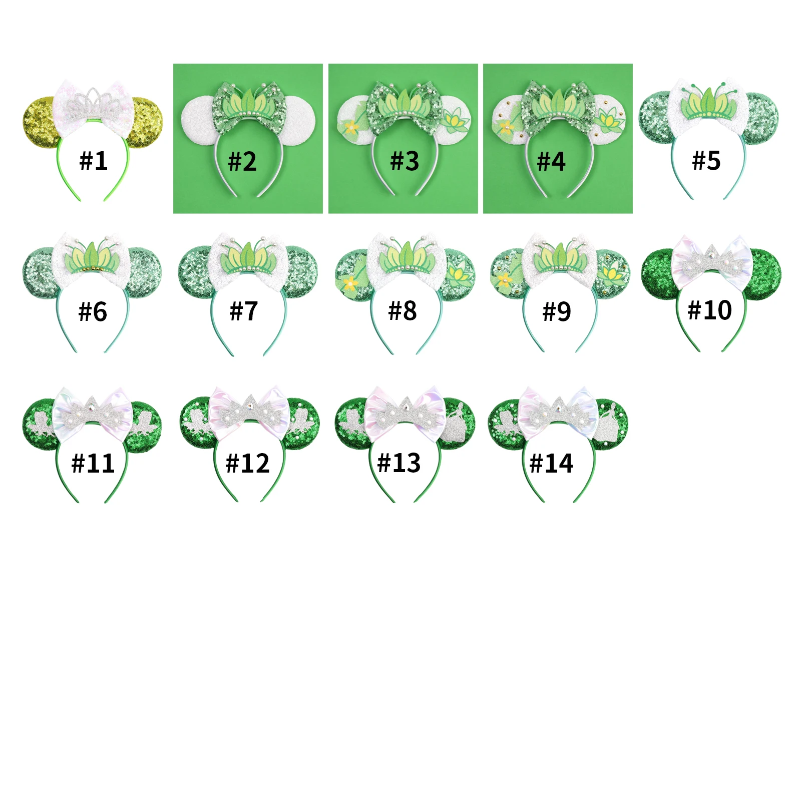Princess and Frog Themed Mouse Ears Headbands Women Party Hair Accessories Bird DIY Headband for Girls Kids Sequins Bow Hairband