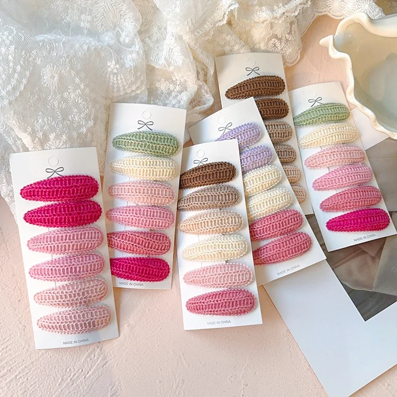 6PCS Cute Printing BB Hair Clips Fashion Handmade Crochet Girl Hair Clips Baby Hair Accessories Kids Accessories Headwear Gift