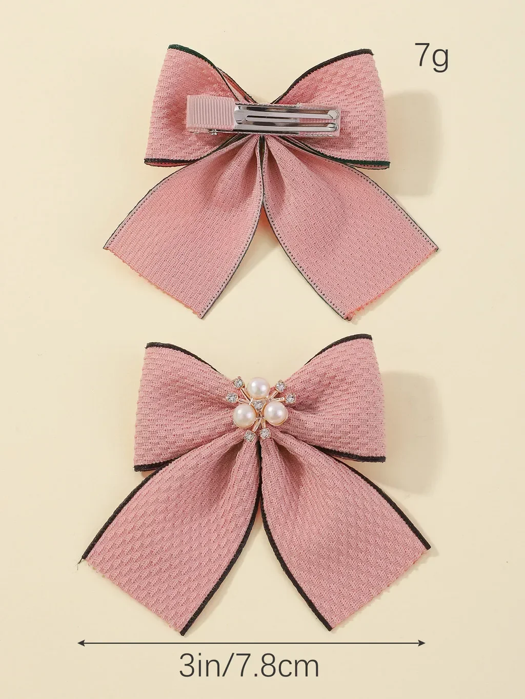 2Pcs/set Houndstooth Bowknot Hairclip for Girls Handmade Nylon Hairgripes Simple Temperament Pearl Hair Accessories Wholesale