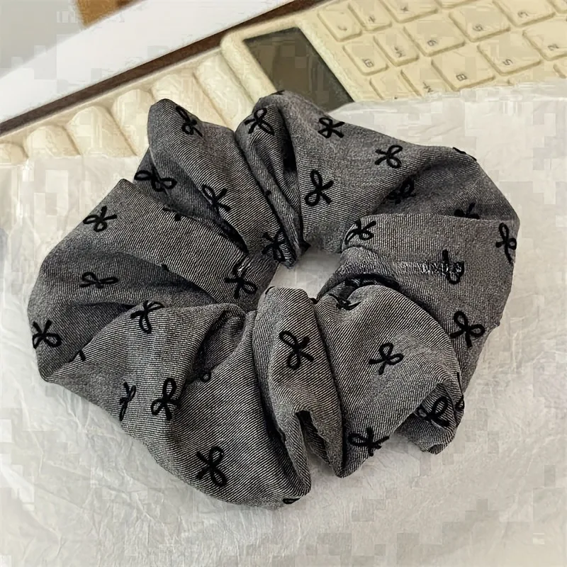 2pcs Temperament Bow Wave Point Large Intestine Hairband Female Tie Meatball Hair Rope High Elasticity Durable Rubber Band