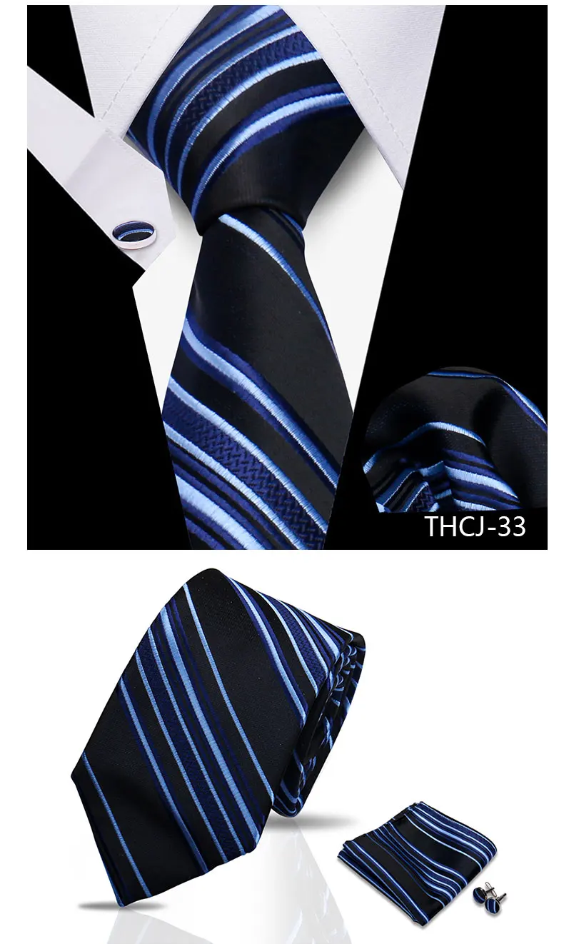 Tie Man Luxury Business Neck Tie For Mens Cufflinks Pocket Square Set 7.5cm Necktie For Wedding Party Shirts Sets White Cravats