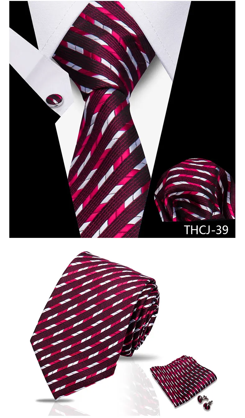 Tie Man Luxury Business Neck Tie For Mens Cufflinks Pocket Square Set 7.5cm Necktie For Wedding Party Shirts Sets White Cravats