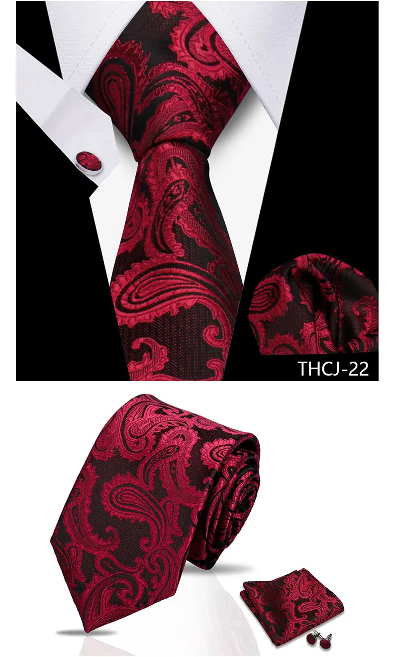 Tie Man Luxury Business Neck Tie For Mens Cufflinks Pocket Square Set 7.5cm Necktie For Wedding Party Shirts Sets White Cravats
