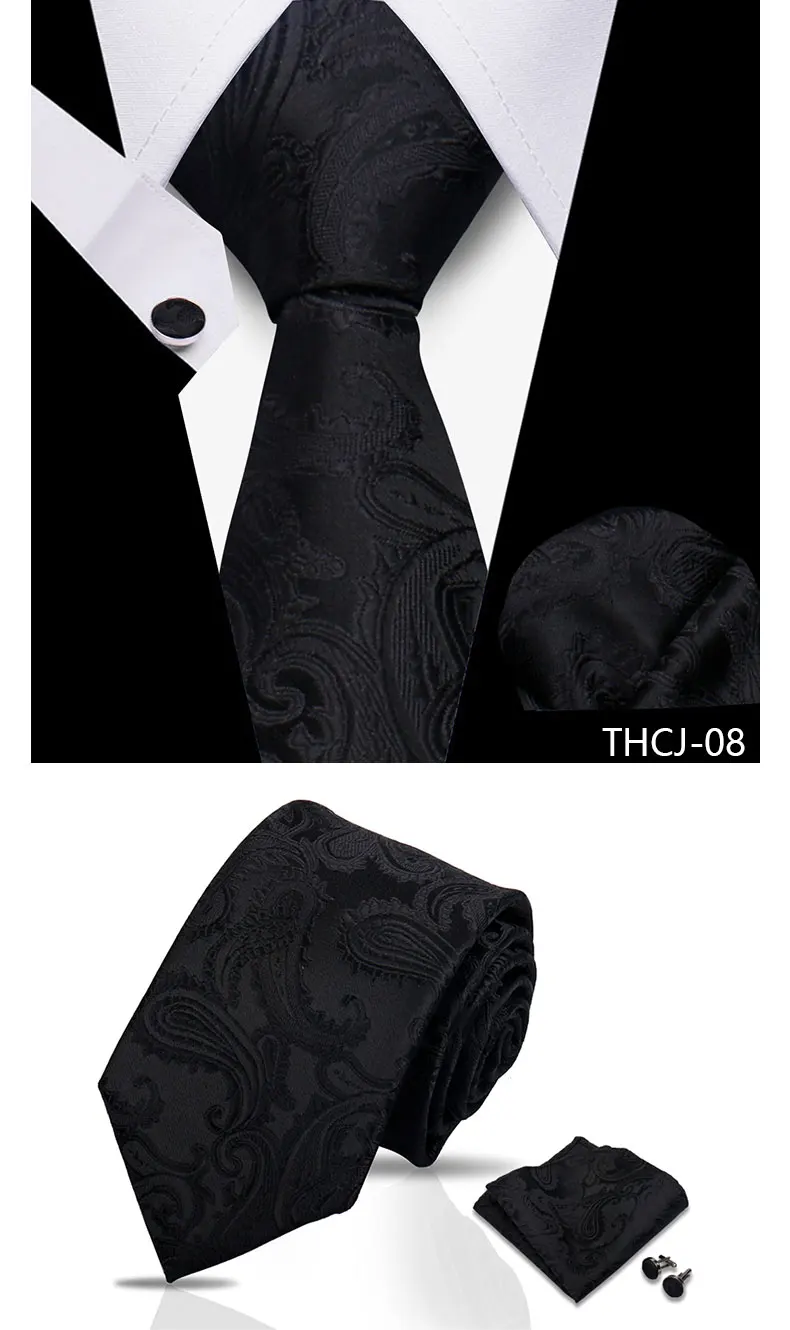 Tie Man Luxury Business Neck Tie For Mens Cufflinks Pocket Square Set 7.5cm Necktie For Wedding Party Shirts Sets White Cravats