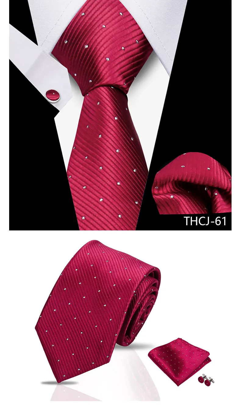 Tie Man Luxury Business Neck Tie For Mens Cufflinks Pocket Square Set 7.5cm Necktie For Wedding Party Shirts Sets White Cravats